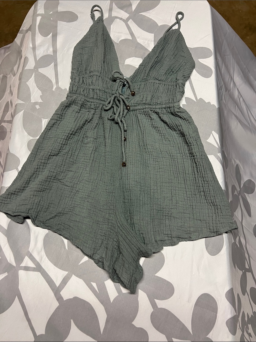 American Threads Light Sage Green Sleeveless Romper